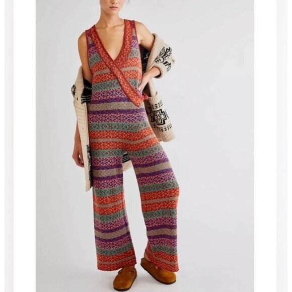 NEW Free People We The Free Snowfall Kind of Love Knited Pantsuit Jumper Size Sm - Picture 1 of 9